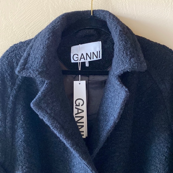 NWT Ganni Boucle Wool Coat Black M 8-10 40EU - Picture 6 of 13